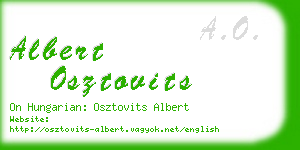 albert osztovits business card